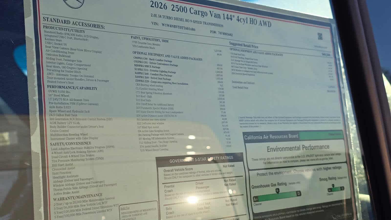 2026 Mercedes-Benz Sprinter 2500 Standard Roof I4 Diesel HO 144" AWD