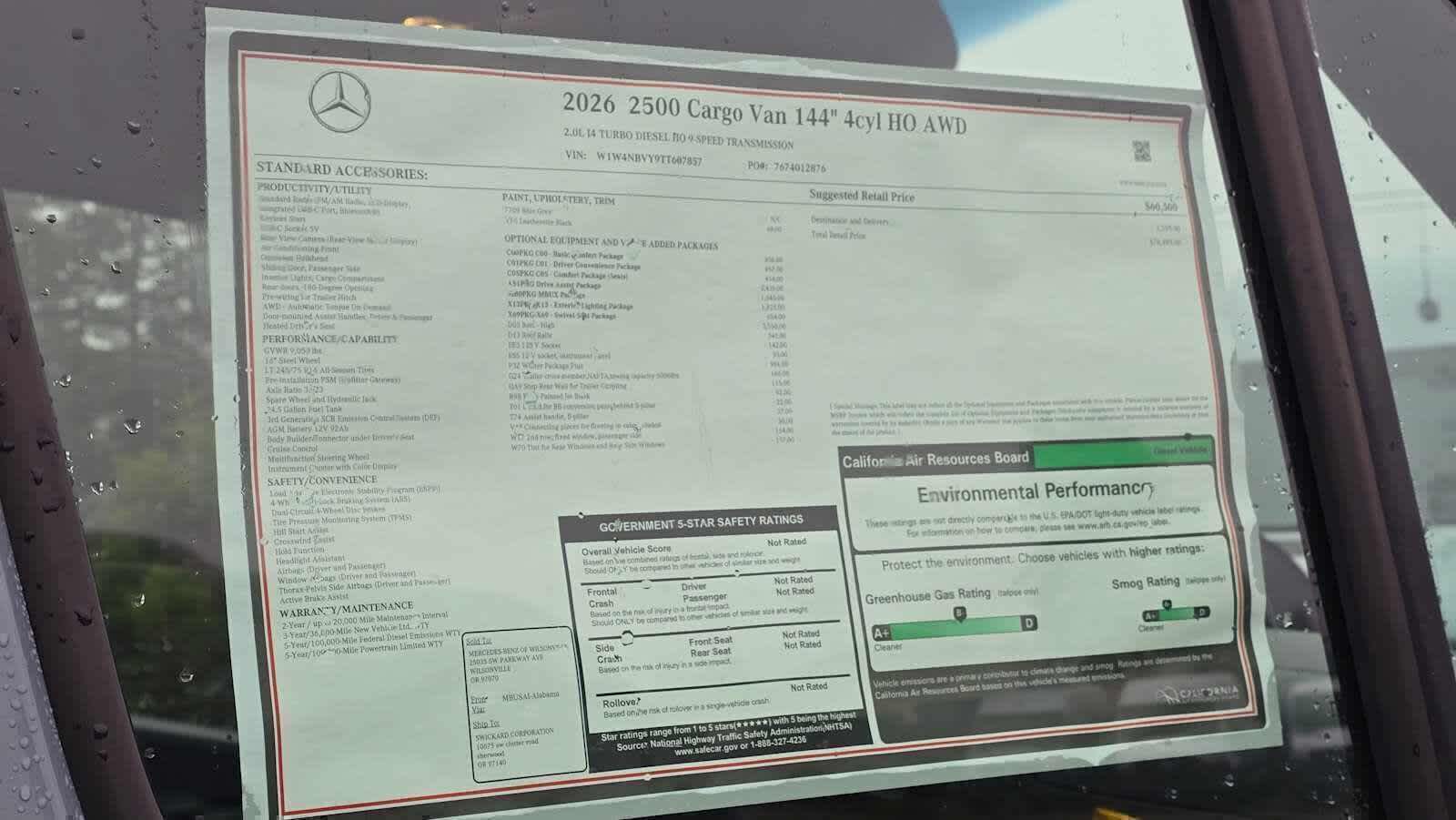2026 Mercedes-Benz Sprinter 2500 Standard Roof I4 Diesel HO 144" AWD