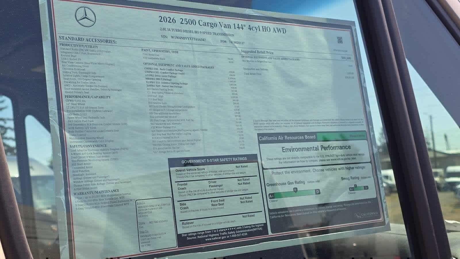 2026 Mercedes-Benz Sprinter 2500 Standard Roof I4 Diesel HO 144 AWD