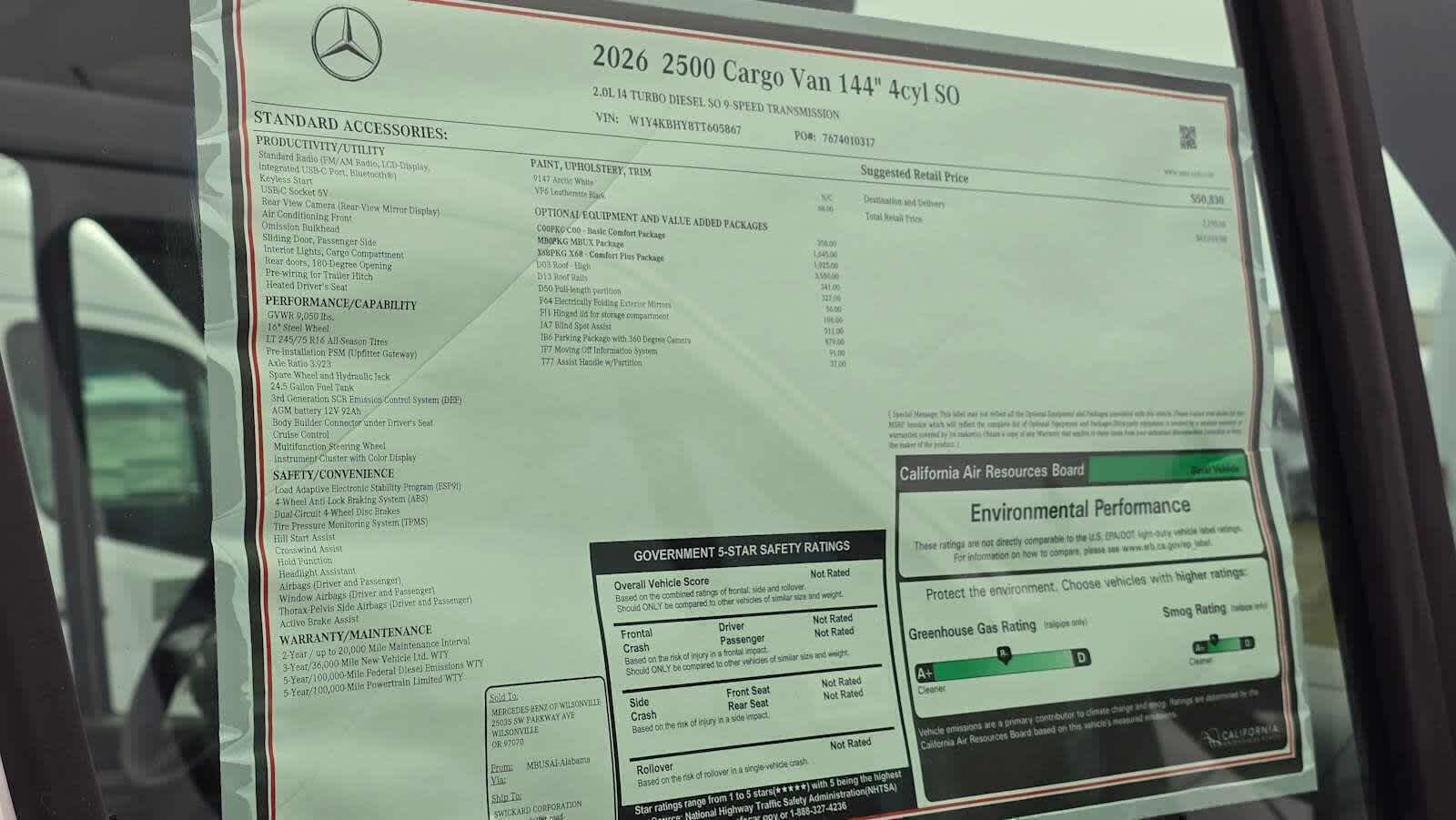2026 Mercedes-Benz Sprinter 2500 Standard Roof I4 Diesel 144 RWD