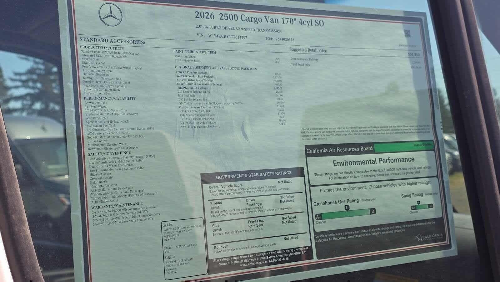 2026 Mercedes-Benz Sprinter 2500 High Roof I4 Diesel 170 RWD