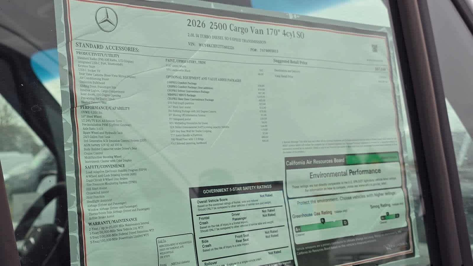 2026 Mercedes-Benz Sprinter 2500 High Roof I4 Diesel 170 RWD