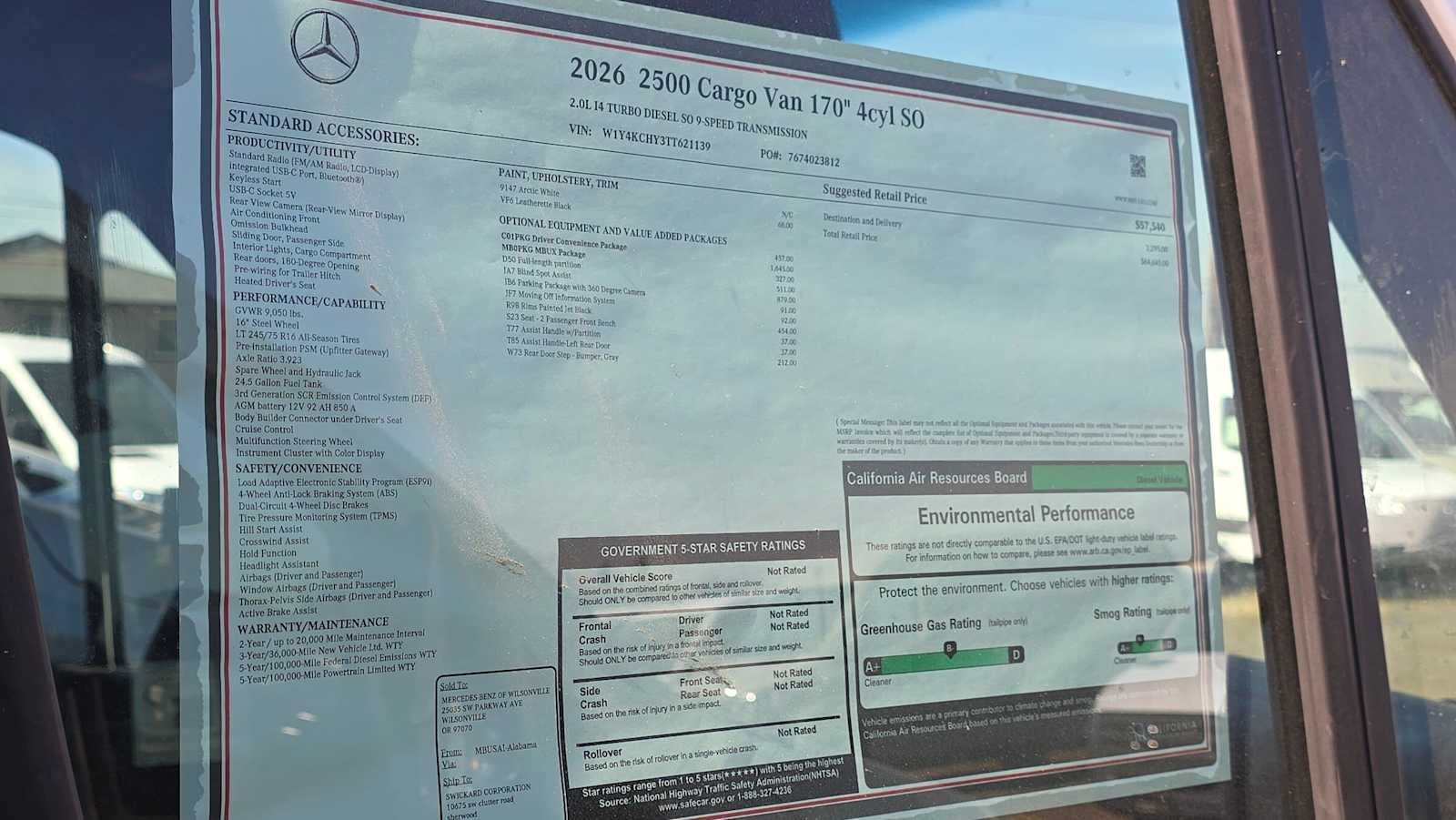 2026 Mercedes-Benz Sprinter 2500 High Roof I4 Diesel 170 RWD