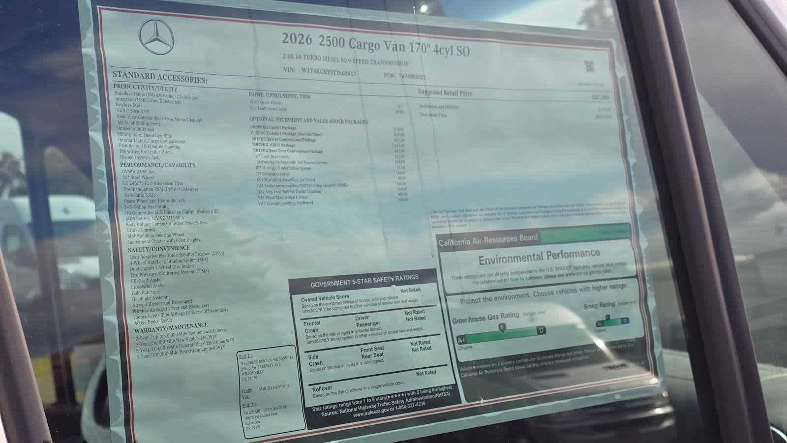 2026 Mercedes-Benz Sprinter 2500 High Roof I4 Diesel 170 RWD