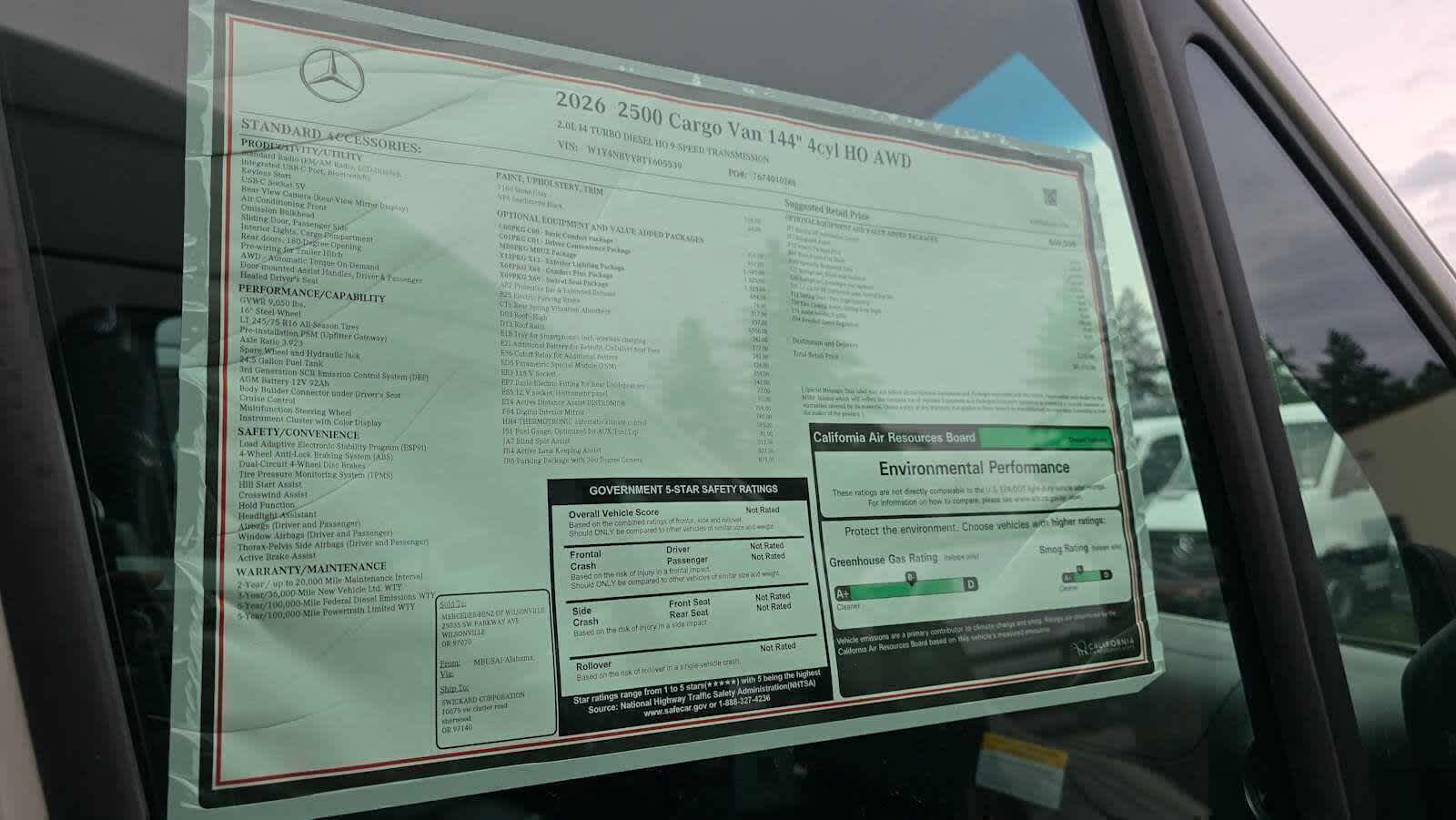 2026 Mercedes-Benz Sprinter 2500 Standard Roof I4 Diesel HO 144" AWD