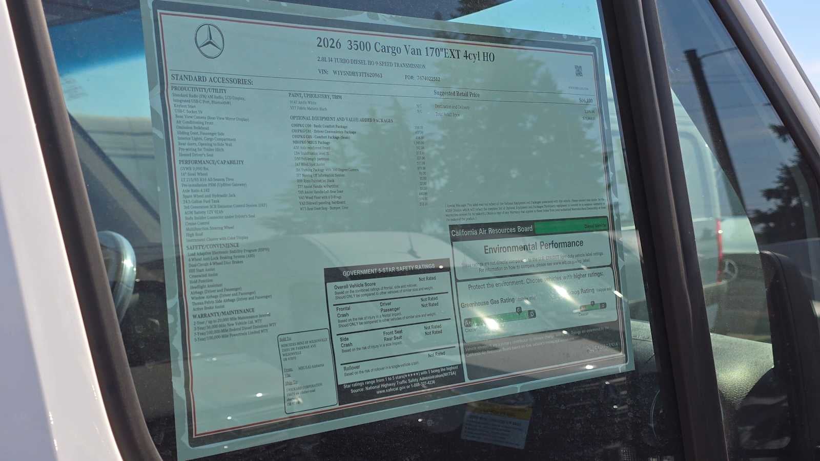 2026 Mercedes-Benz Sprinter Cargo Van 3500 High Roof I4 Diesel HO 170 Extended RWD