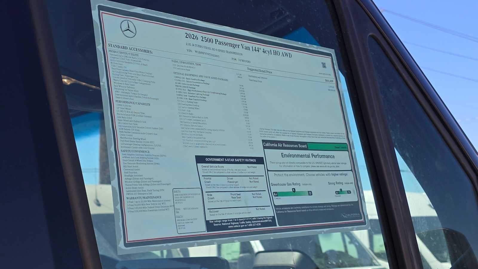 2026 Mercedes-Benz Sprinter Passenger Van 2500 Standard Roof I4 Diesel HO 144 AWD